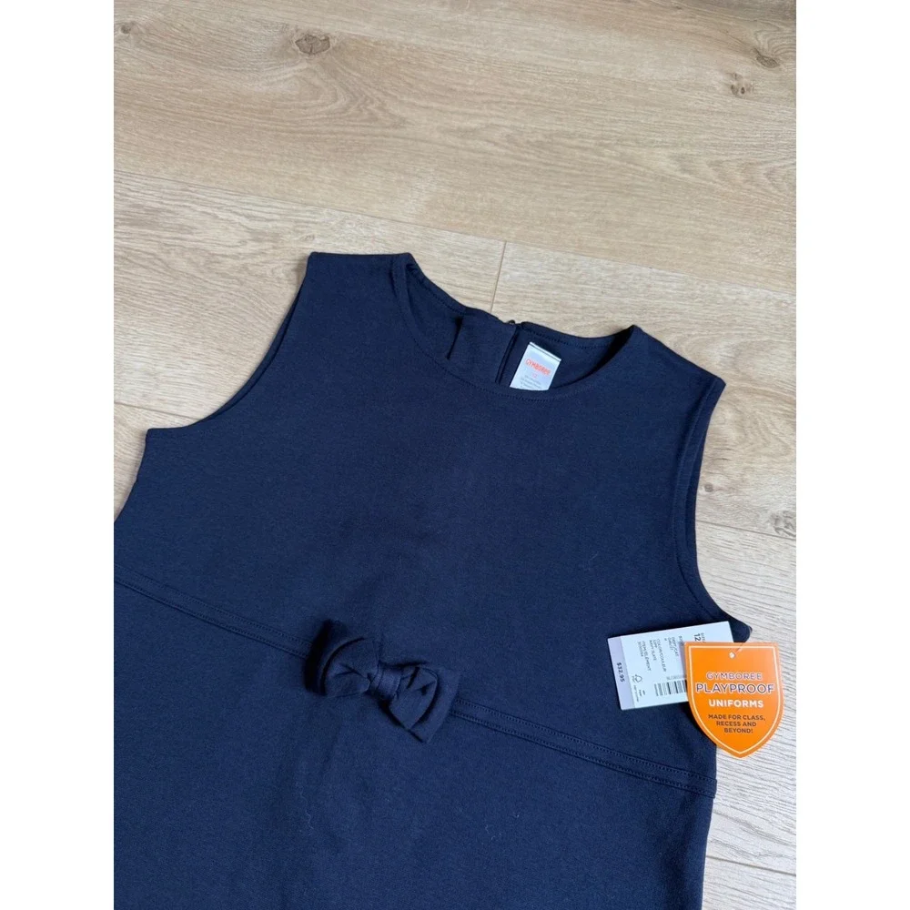 NWT Kids Girls Uniform Gymboree sleeveless bow ruffle jumper dress blue size 12